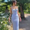 Flower Print Slip Sleeveless Sexy Maxi Dress Backless Slim Spring Women Dresses Elegant Streetwear Party Casual Dress Clothing 20738