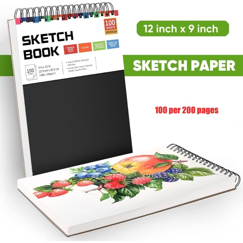 Portable Hardcover Sketchbook Coil Binding Drawing Pad Tearable Pages For Artists Beginner Outdoor Sketching Doodling