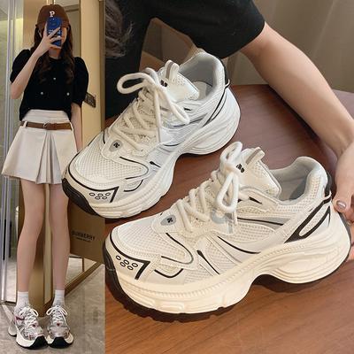 Fashionable and Comfortable Thin Mesh Pops Shoes Female Summer Casual Shoes Versatile Thick Bottom Sneakers Female