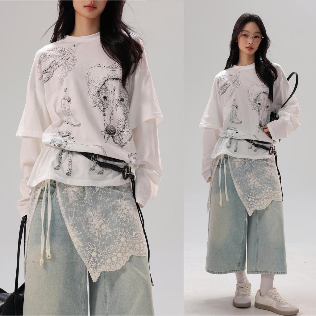Lace Hem Layering Skirt for Women - Slimming Inner Wear Anti-Exposure Apron-Style with Magical (Shenqi) Buttocks Covering.