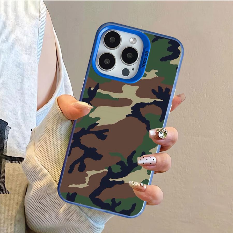 Case for iPhone 11 12 13 Pro Max 14 15 16 Plus 16e Soft Cover Camouflage Pattern
