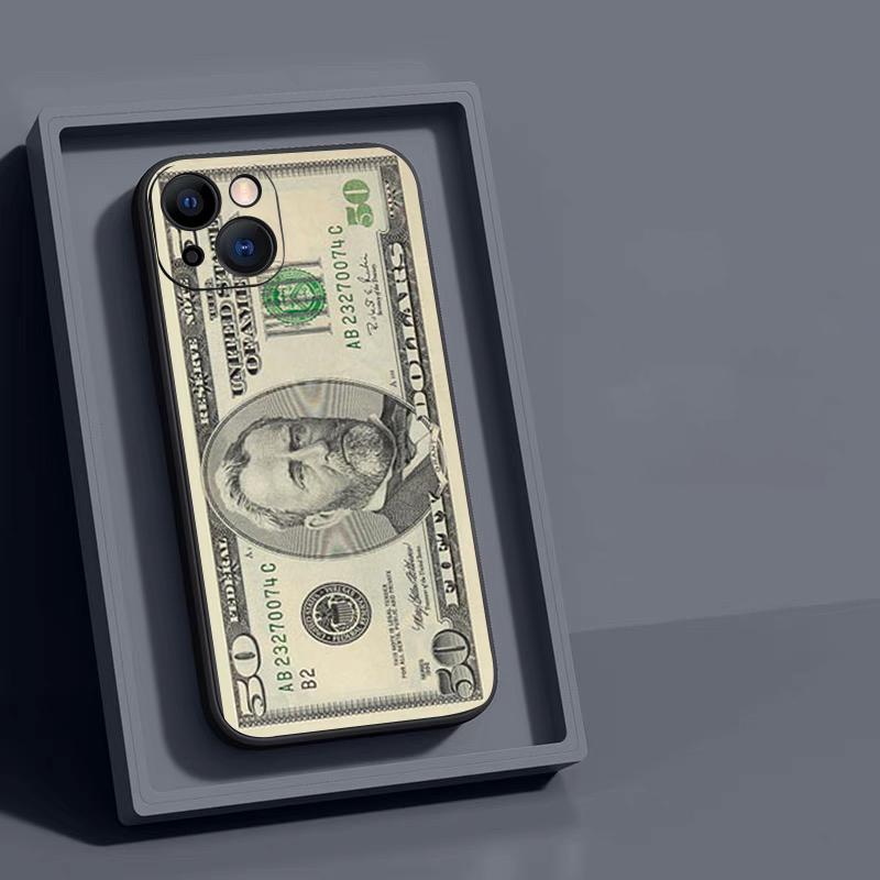 Creative USD Cash Pattern Phone Case for iPhone 17 16 15 14 13 12 11 Pro Max Mini SE 7 8 Plus Air Shockproof Soft Cover Fundas