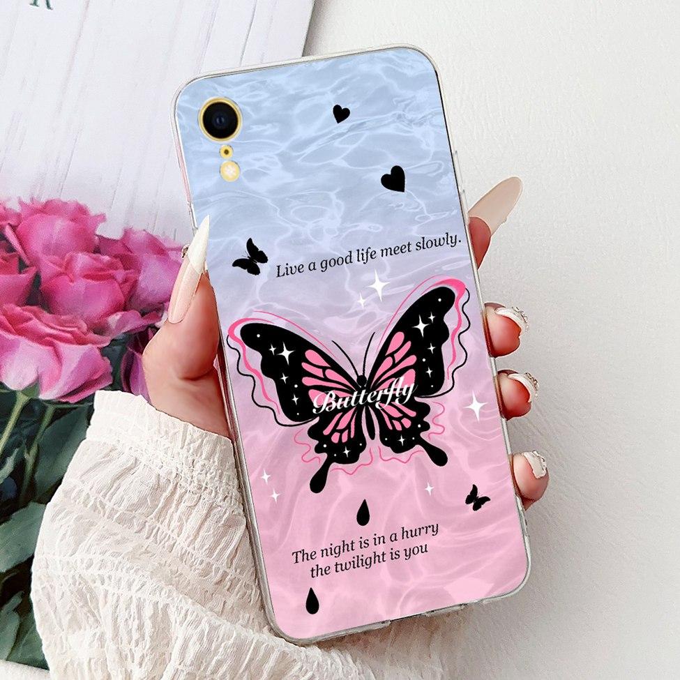 Klar Für iPhone XR Hülle Abdeckung Luxus Mode Blumen Süße Katze Lustig Cool Bemalt Weiche Handyhülle A2105 A1984 A2107 A2108 A2106