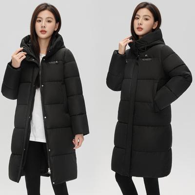 Zimní dlouhý vycpaný kabát ženy Dámské zimní parky v novém korejském stylu Móda s kapucí Silný teplý kabát na zip