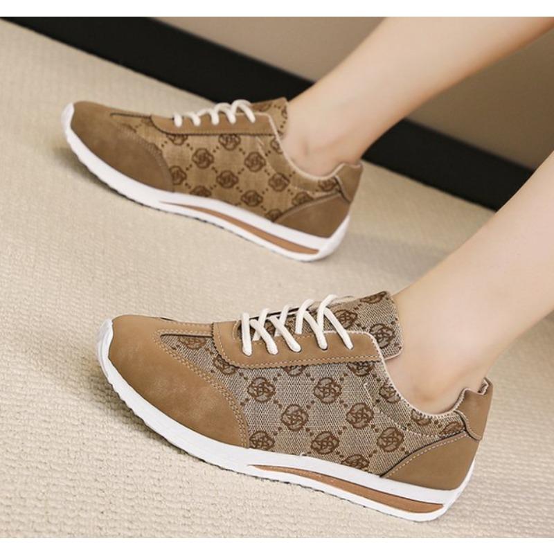 Fashion Women Thick Soled Cross Round Head Thin Fashion Shoes Women Comfortable  Breathable Casual Wear-resistant Shoes Zapatos De Mujer