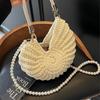 Luxury Hand-woven Shell Bag Women Seaside Conch Shell Messenger Shoulder Bag Exquisite Pearl Chain Fashion Holiday Shopping Bag