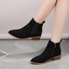 Independent Station Wish Foreign Trade Women's Shoes New Square Heel Large Size Women's Boots Suede Fashion Boots European and American Side Zipper