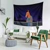 Cartoon Horse Character Tapestry, Starry Night Sky Palm Tree Print Polyester Wall Hanging, Retro Anime Themed Home Decor