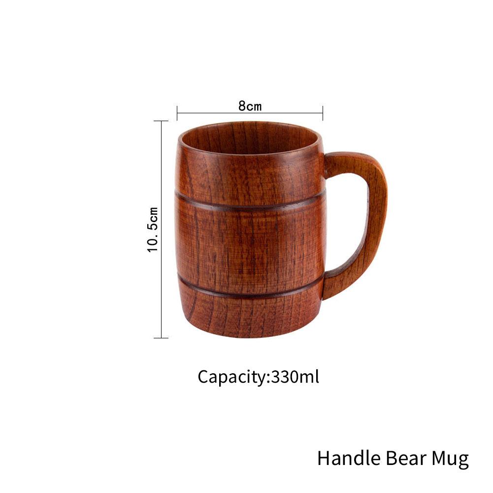 Jujube Wooden Handmade Water Coffee Mug Cup Tea Beer Juice Milk Mugs Drink Cups With Handle Coffee Beer Mug Retro Gift