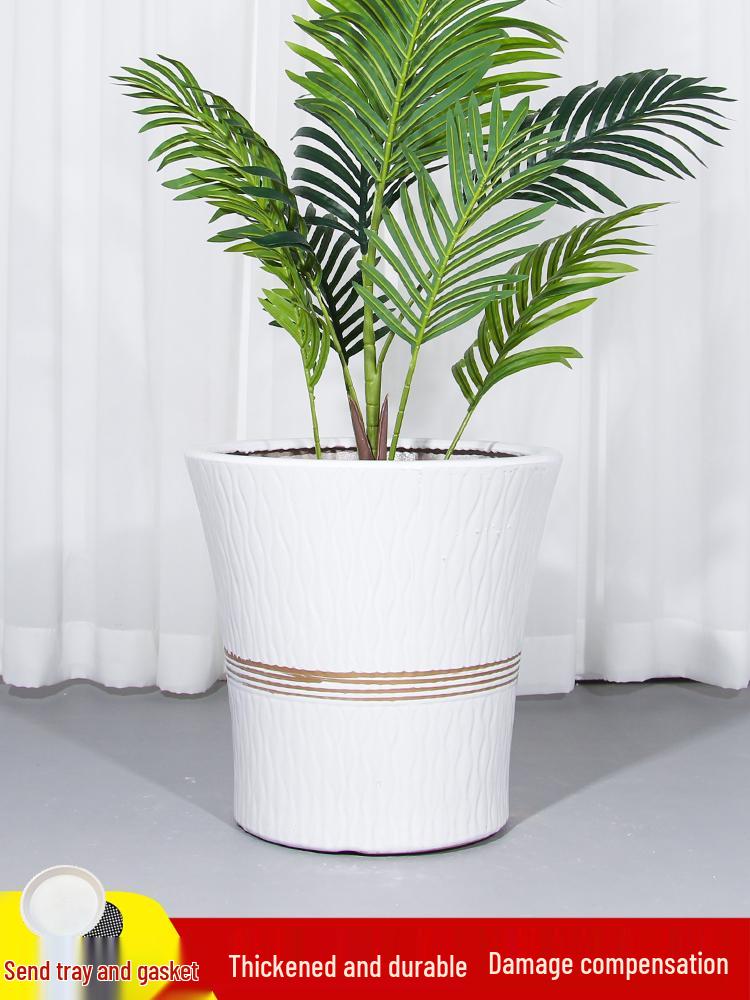 Large Ceramic Flower Pot with Tray for Indoors/Outdoors, Suitable for Succulents & Green Plants