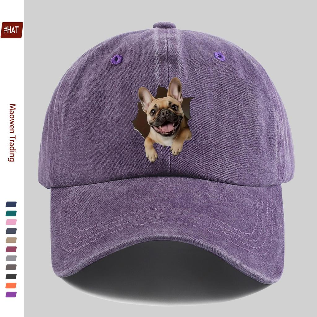 Pc Cute Dog PeekABoo Print Baseball Cap with Adorable Pet Design Sun Hat Hunting Decor Hat Adjustable Strap MultiColor Av
