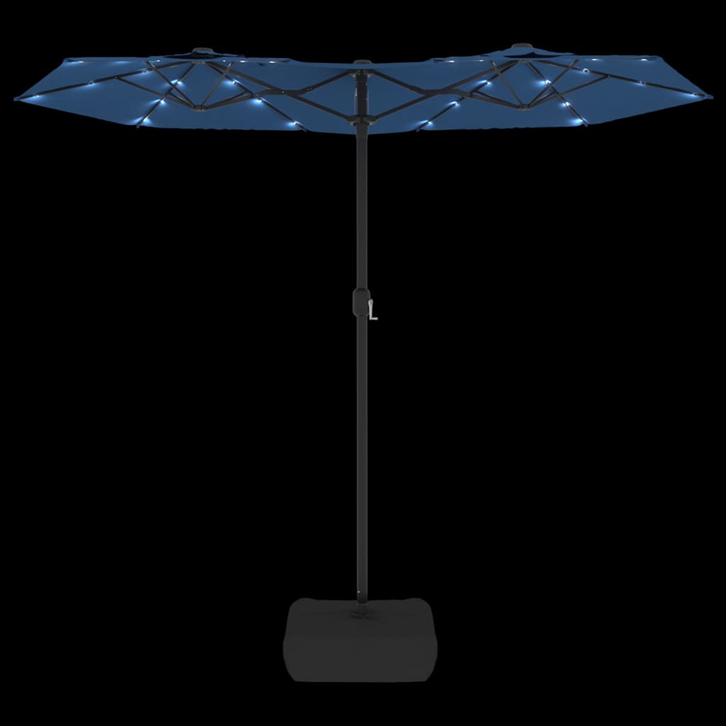 Vidaxl Podwójny Parasol Ogrodowy Z Led, Niebieski, 316X240 Cm