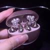 Flower Blossom Rotating Ear Clip Earrings For Earphone Non Pierced Women Shining Jewelry For Party And Office Style