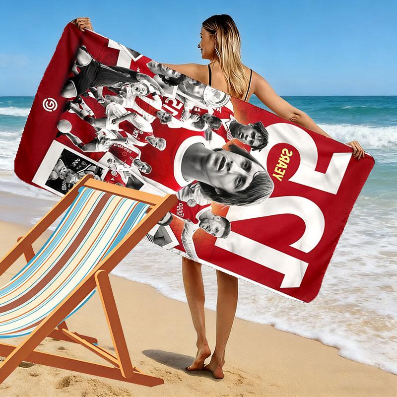 Asciugamano da Spiaggia Stampa Ajax Amsterdam, Asciugamano Grande Morbido Asciugatura Rapida per Spiaggia Campeggio Nuoto