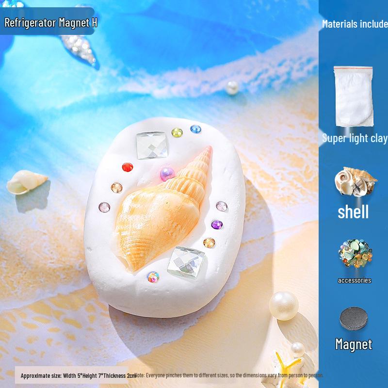 DIY Shell Clay Refrigerator Magnets: Parent-Child Creative Activity Kit