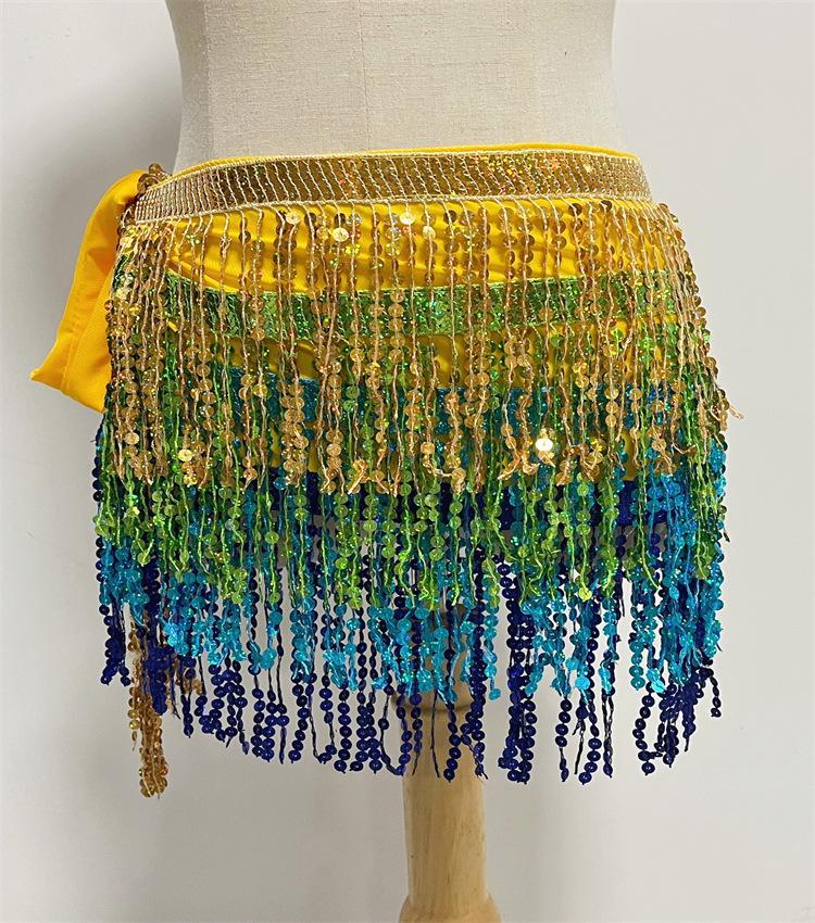 Halloween Belly Dance Costume with Sequin Tassel Hip Scarf and Waist Chain
