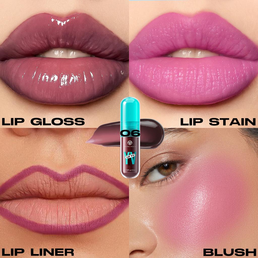 YOUNG VISION 6-Color Lip Gloss Avocado Moisturizing Lip Glaze Lightweight Non-Sticky Hydrating Smooth Pigmented