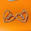 Huitan Chic Big Heart Stud Earrings for Women Luxury Inlay Dazzling Cubic Zirconia Statement Love Earrings Modern Female