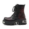 Flame Punk Retro Platform Combat Boots Unisex High Top Martin Boots with Tank Sole