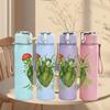 1PC Green Heart Plant Art 750ml Color Plastic Sports Water Bottle Leakproof Flip Straw Lid Suitable for Sports Office Home Use