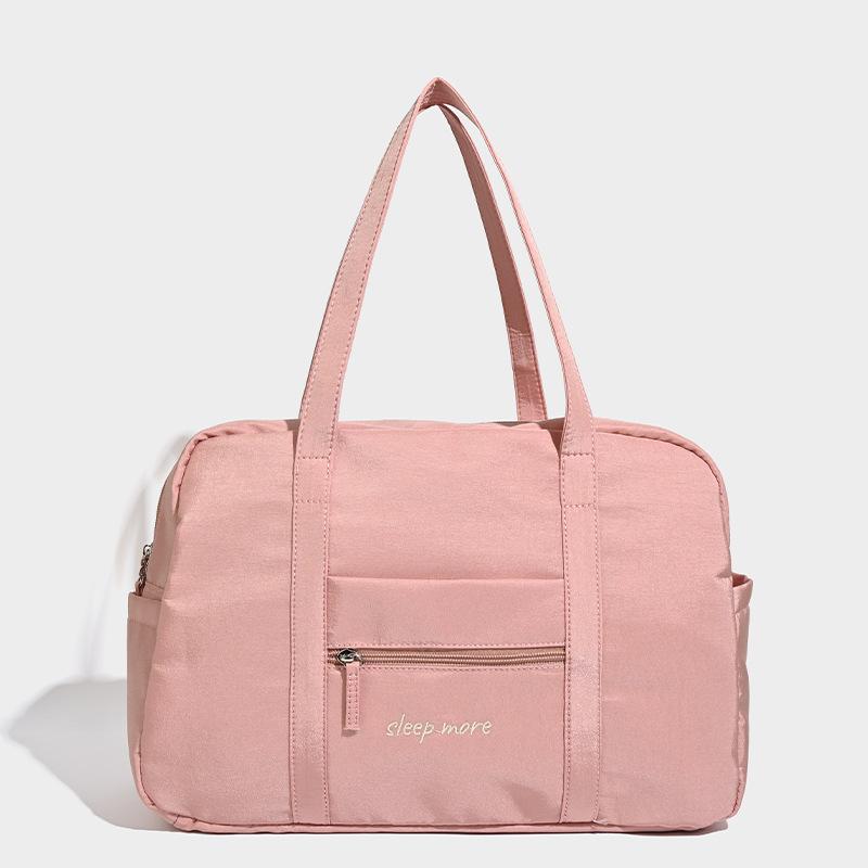 

Niche Nylon Lightweight Large-capacity Casual Fitness Bag, Travel Bag, Boston Zipper Shoulder Bag, Tote Bag розовый