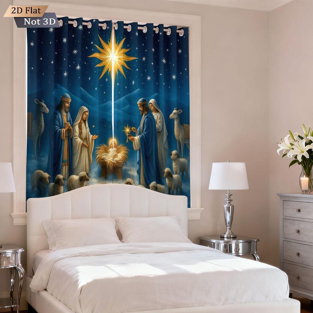 Christmas & Thanksgiving Thickened Digital Print Blackout Curtains - Customizable Image