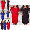 Damska Modna Sukienka Plus Size 6XL z Wycięciami, Krótkim Rękawem, Jednokolorowa, Dla Swobodnego Stylu**
