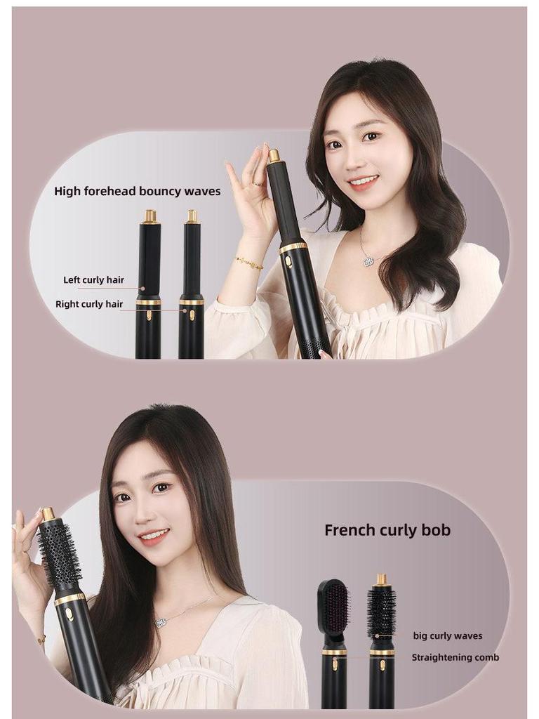 5-in-1 Hot Air Brush Set: Automatic Curler, Straightener, Multifunctional Hair Dryer with Replaceable Heads