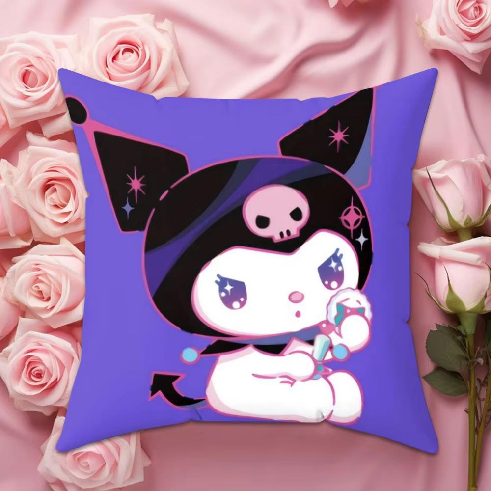 Double Sided Kuromi Pillow Cover Cute Sanrio Character for Sofa Living Room Bedroom Home Decor Interior Gift