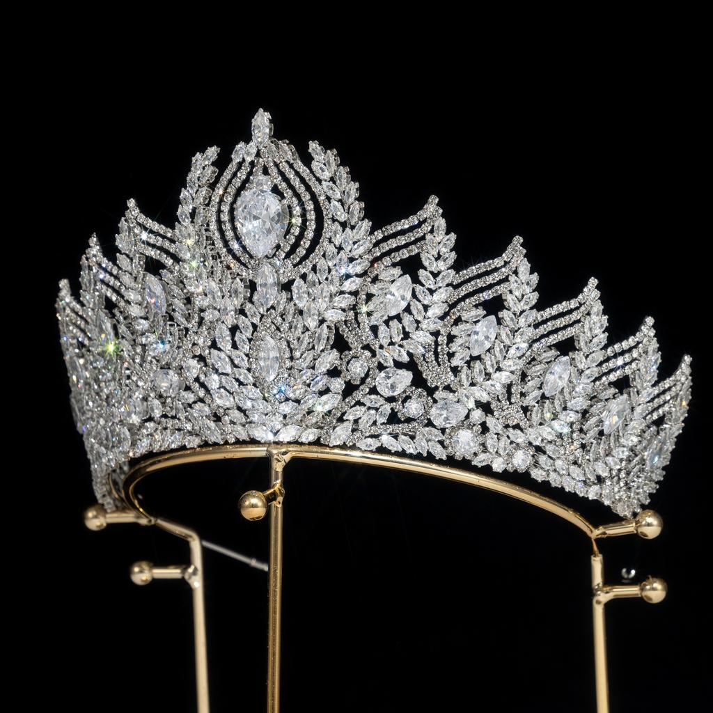 High Quality Baroque Zircon Wedding Jewelry Hair Crown Zirconia Diamond Bridal Women Tiara