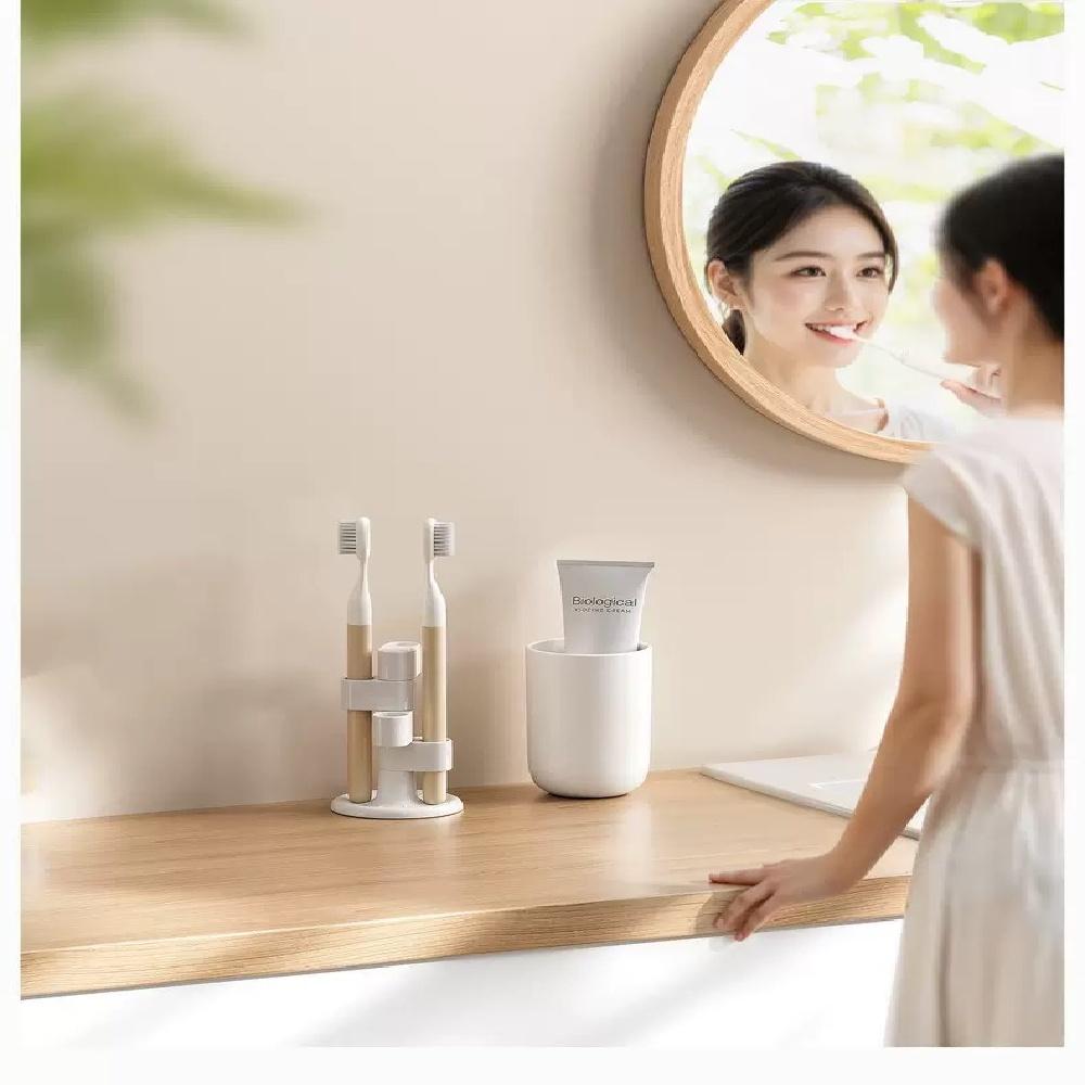 360° Rotating Toothbrush Holder with 4-slot Design and Anti-slip Base - Bathroom, Dressing Table and Travel Organizer, for Tooth
