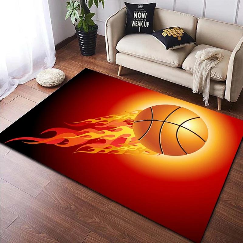 Alfombra Estampada de Baloncesto Alfombra Decorativa para Sala de Estar Dormitorio Sofá Alfombra Antideslizante Alfombrillas para Piso Pasillo Balcón Baño Cocina Felpudo 40 x60