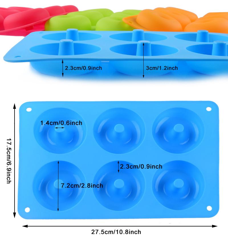 6 Cavity Donut Mold Silicone Non-stick Baking Tray Heat-resistant Reusable Folded Donuts Maker Colorful Soft Dessert Making Tool