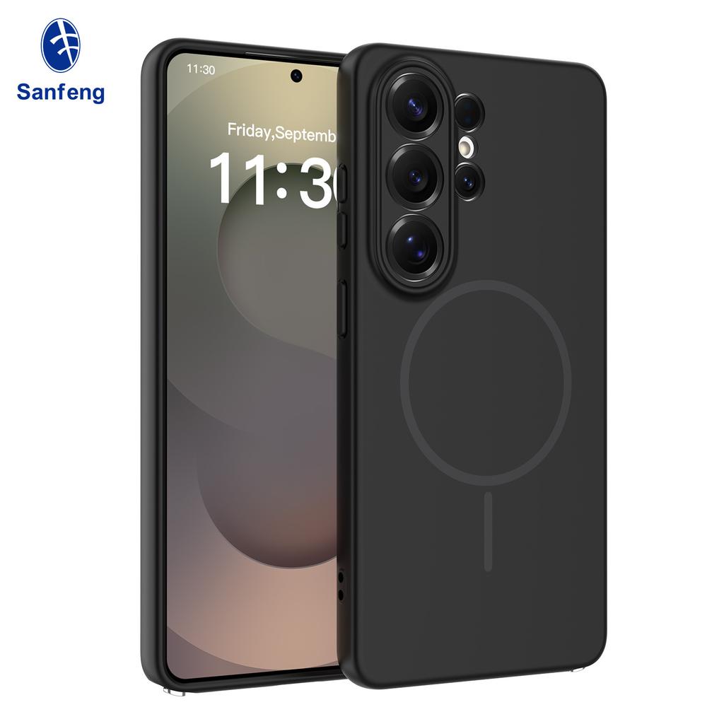 New applicable s26 ultra mobile phone case with magnetic suction thin ring 25edge all-inclusive lens s24 anti-drop protective case