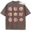 Unisex Washed Pink Vintage Tshirt Pokemon Jigglypuff Emoji Highquality Fabric for Home Leisure Travel Shopping
