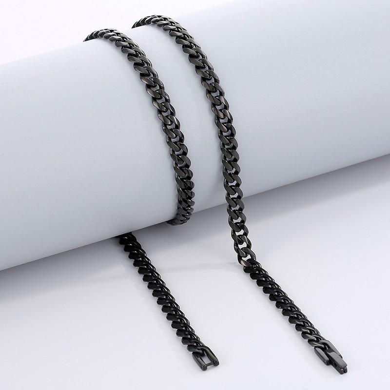 Shiny Stainless Steel Thick Necklace for Women Men Polished Cuban Link Chain Necklace Black Gold Color Trendy Jewelry Gift