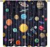 Kids Outer Space Curta, Universe Themed Earth Moon Rockets Stars Window Drapes, For Boys Girls Room Bedroom Living Room