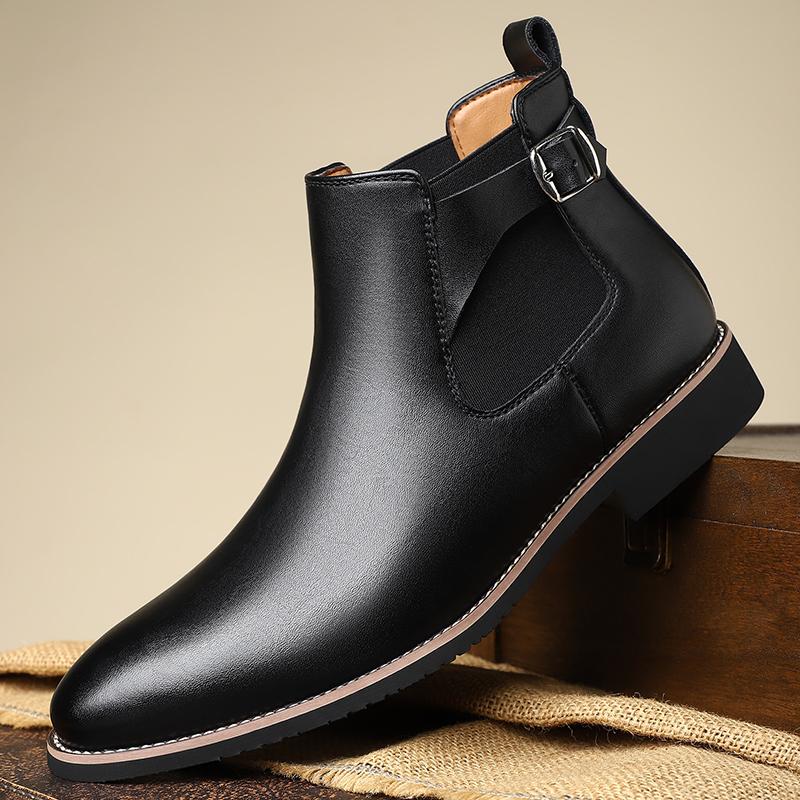 Stivaletti Chelsea da Uomo Neri a Punta Caviglia Alta Scarpe Eleganti da Uomo Scarpe da Passeggio da Uomo Resistenti all'Usura Stivaletti Chelsea Eleganti Botas de Hombre