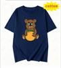 Rich Bear Theme Printed White Tshirt Sunglasses Gold Chain Money Bag Unisexs And Unisexs Casual Top