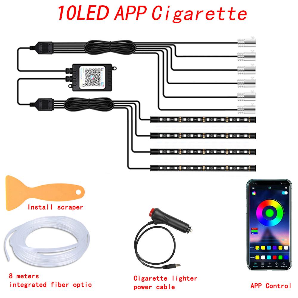 Flexible EL Wire Lights with App Control Ambient Atmosphere Strip Light Decorative Lamps 12V Car Interior Neon RGB Led Strip