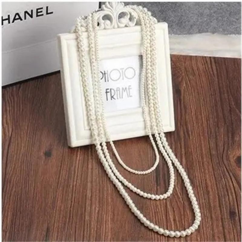Women Girls Fashion Pearl Camellia Long Milti-layers Necklace Chains Elegant Lady Wedding Party Dress Jewelry Necklaces