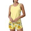 Women’s Sleeveless Tank Top and Shorts Set Sunflower Print Lightweight Relaxed Fit Casual Lounge Outfit for Summer