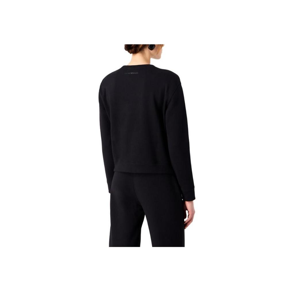 Emporio Armani FW23 Letter Logo Print Crew Neck Long Sleeve Sweatshirt Women Sweatshirt Navy-Blue 8N2M9E-2J49Z-F902