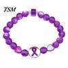 Durable Alloy Ribbon Wrist Jewelry Breast Cancer Awareness Bracelets, Charm Beads Elastic Beaded Bracelet for Women Bracelet, Encouragement