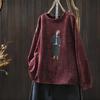 Herbst Winter Vielseitiges Übergrößen Damen Mode Print T-Shirt