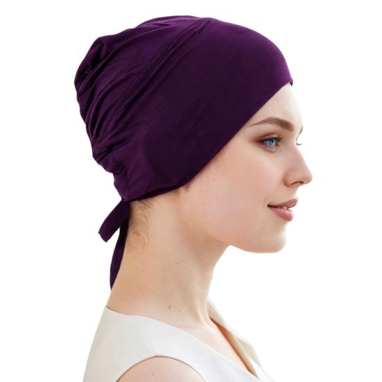 Berretto Foulard Monocolore da Donna Regolabile Traspirante Elasticizzato Antiscivolo Cotone Sottocappello Sotto Foulard Cappello Interno Cappello da Notte per Dormire Cuffia per Capelli