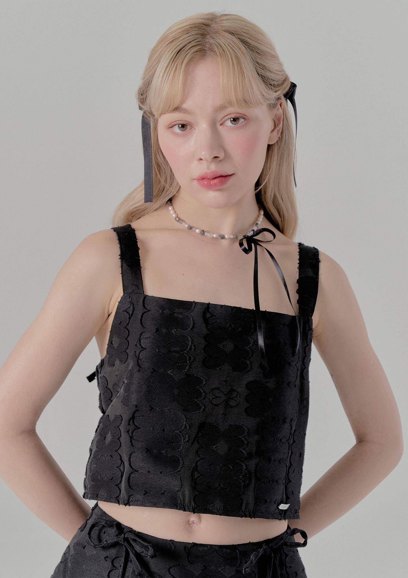 Priang Jacquard Bustier Top - Black Reference