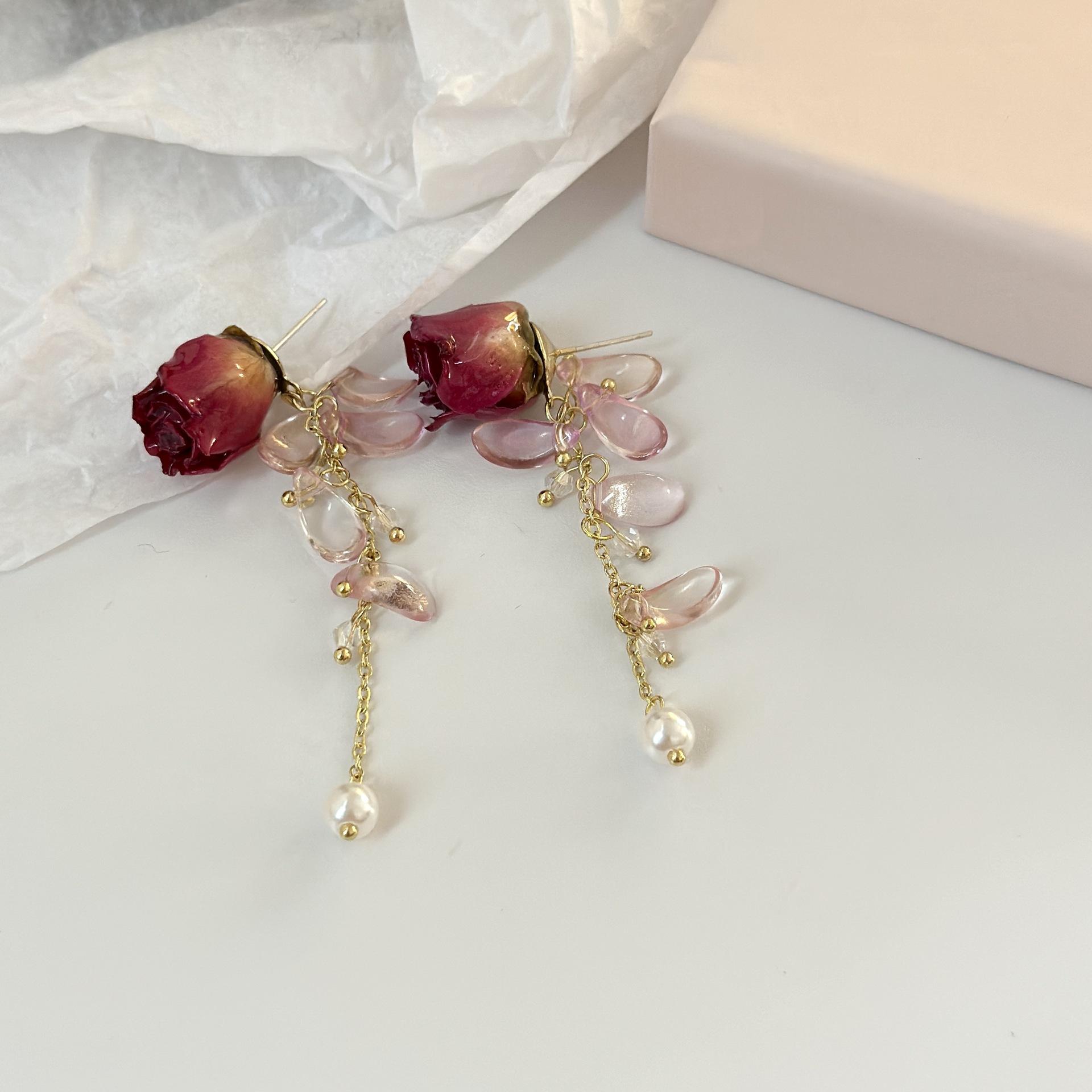 Petal Tassel Natural Eternal Flower Earrings