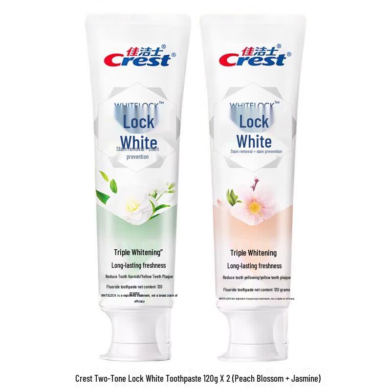 Crest Two-Tone Whitening Toothpaste, Peach & Jasmine Duo