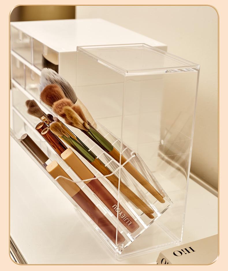 Transparent Dustproof Makeup Brush & Cosmetic Holder for Brushes, Eyebrow & Eyeliner Pencils